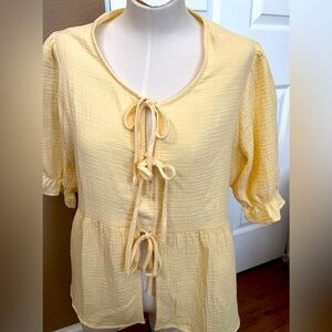 C By One Peplum Lemon Top NWT